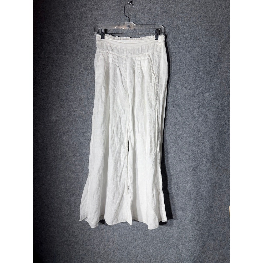 Milio Milano by Venti 6 White 100% Linen Wide Leg Pants Made in Italy Small
